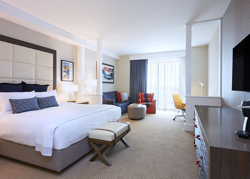 Premium Partial Oceanview 1 King Studio Suite at The Waterfront Beach Resort, a Hilton Hotel